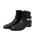 Hermes Short Boots Black Silver Hardware Kelly