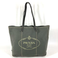 Prada Shoulder Bag Logo Gray Khaki