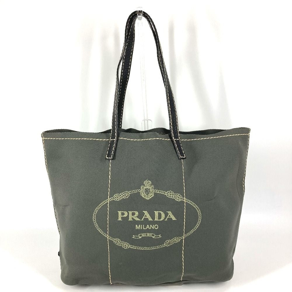 Prada Shoulder Bag Logo Gray Khaki