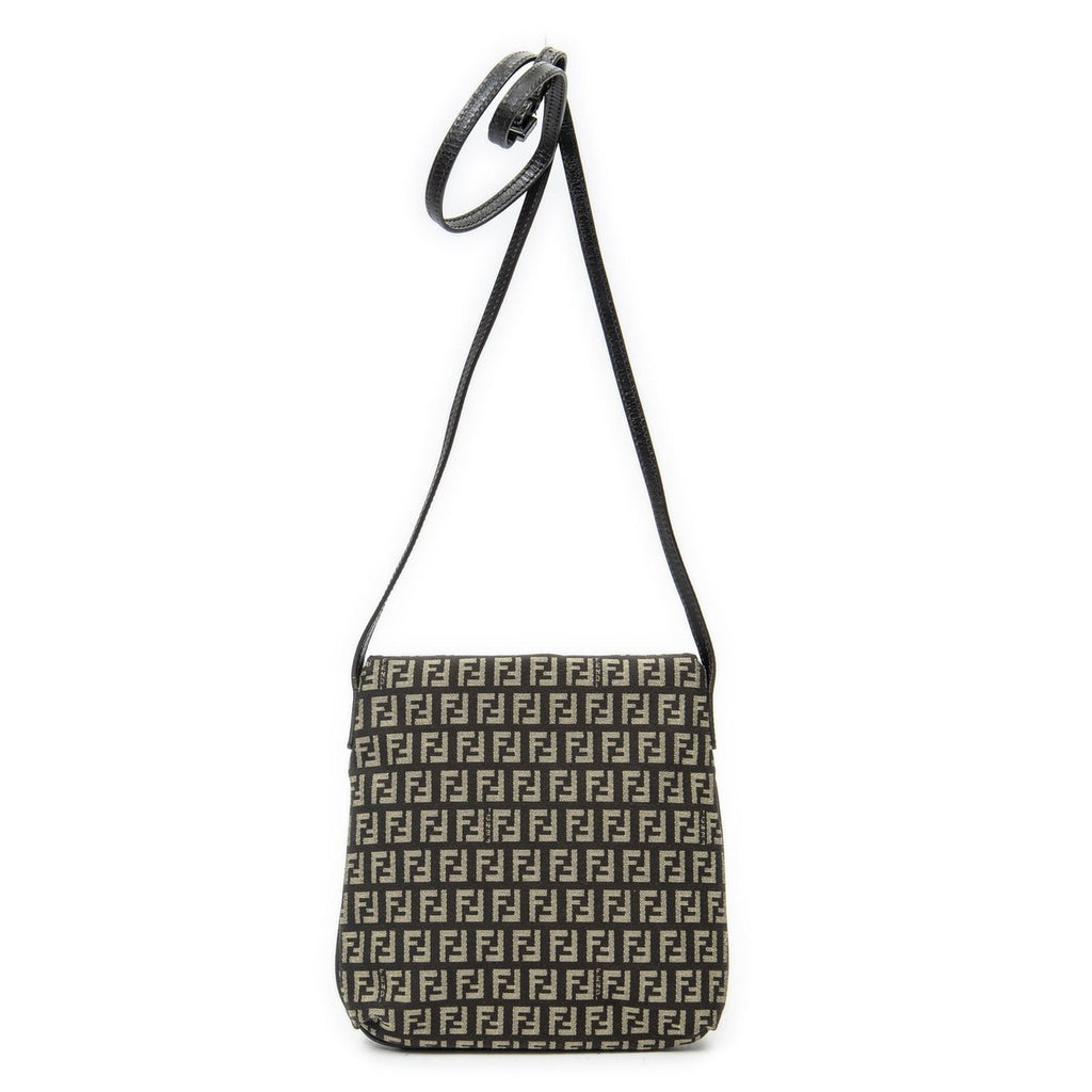Fendi Small Flap Crossbody Brown Zucchino Canvas — view 5
