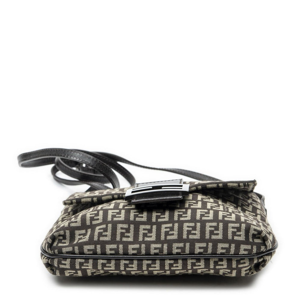 Fendi Small Flap Crossbody Brown Zucchino Canvas — view 6