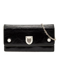 Diorama Chain Wallet Shoulder Bag Black White Leather Dior