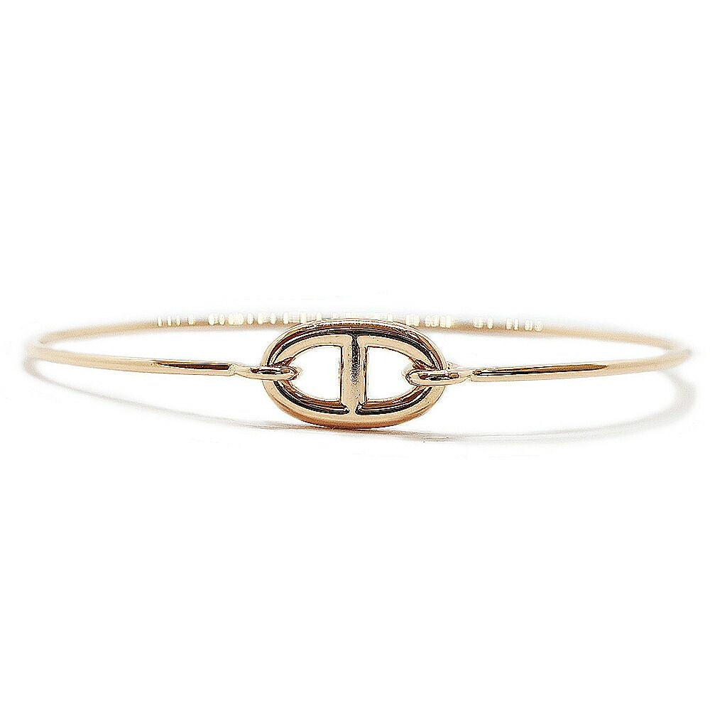 Hermes Ronde Chene Bangle Bracelet Pink Gold