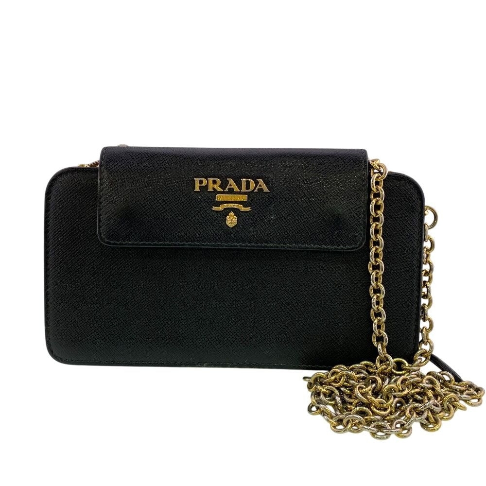 Prada Chain Wallet Leather Black