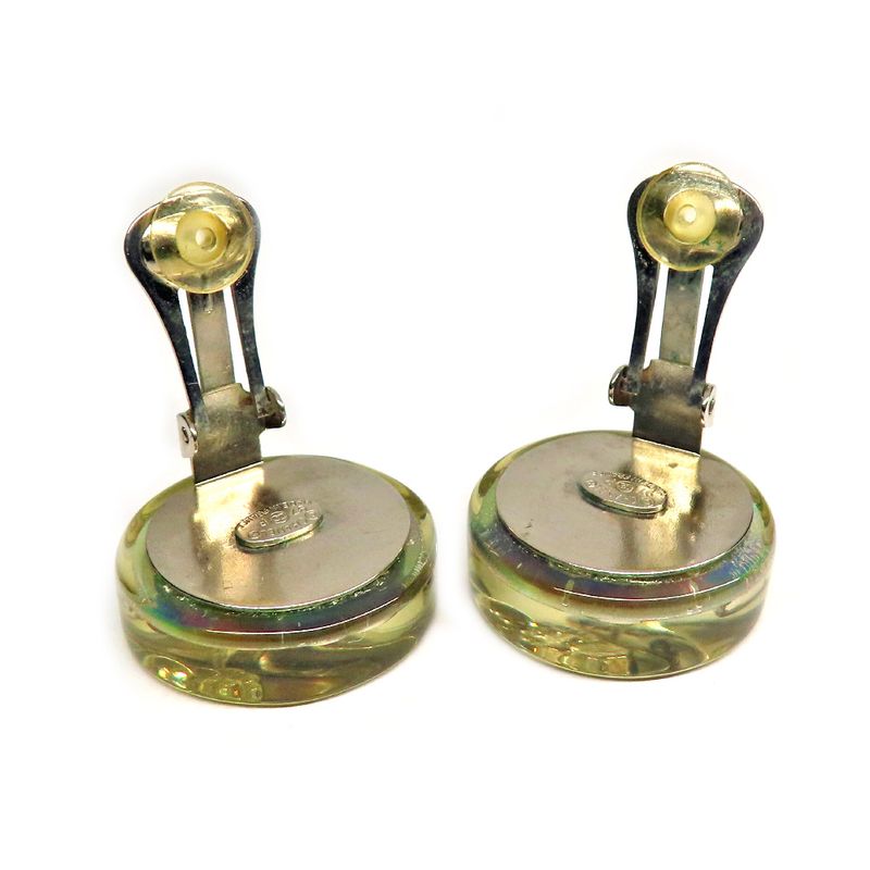 Chanel Earrings Round Shape Coco Mark Camellia Heel Motif Pair 97 — view 8