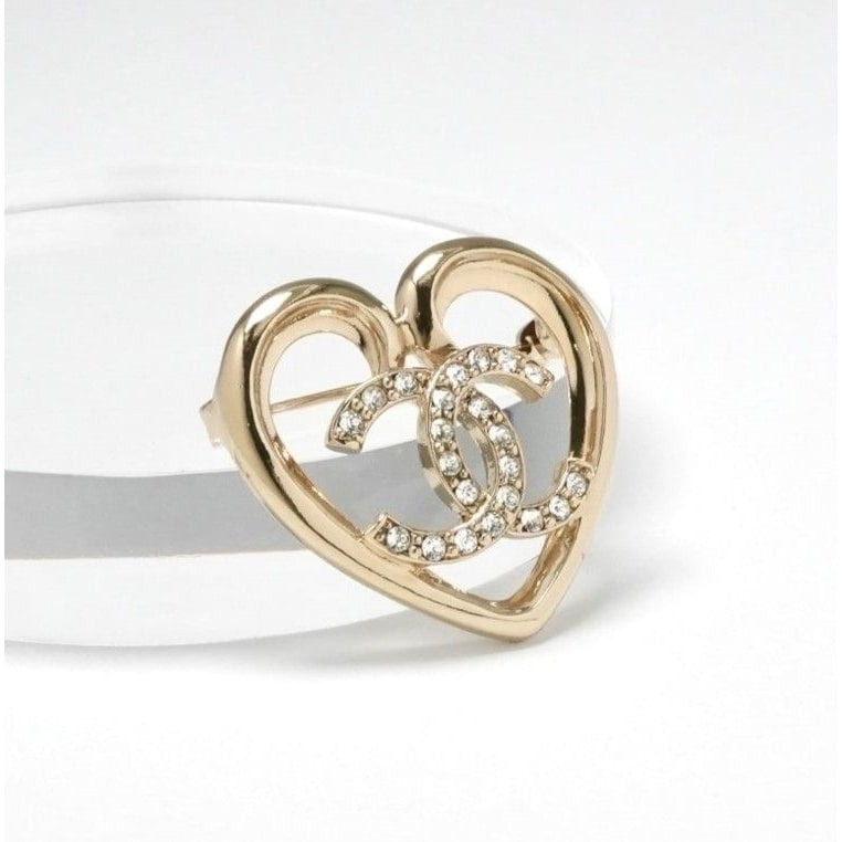 Chanel Brooch Corsage Gold Heart Coco Mark Rhinestone — view 2