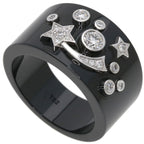 Chanel Cosmic de Comet Diamond Ceramic 52 Ring 18K White Gold