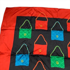 Chanel CC Logo Quilted Vintage Bag Pattern Large Scarf Silk 100% Red Black — view 2