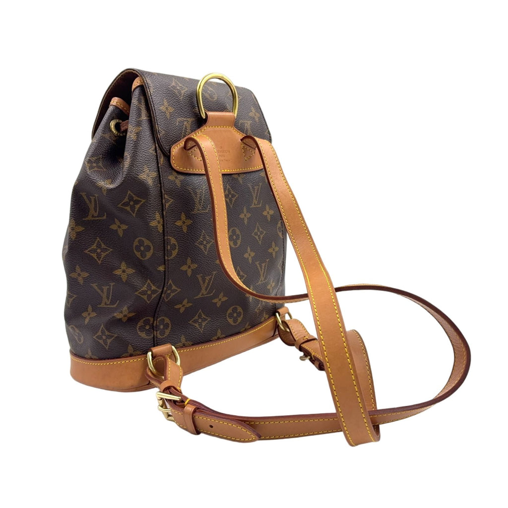 Louis Vuitton Montsouris Monogram Leather Brown Light Backpack Gold — view 2