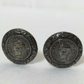 Chanel Mademoiselle Earrings Gunmetal Circle Vintage