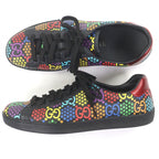 Gucci Leather GG Logo Star Allover Pattern Low Cut Sneakers Black — view 4