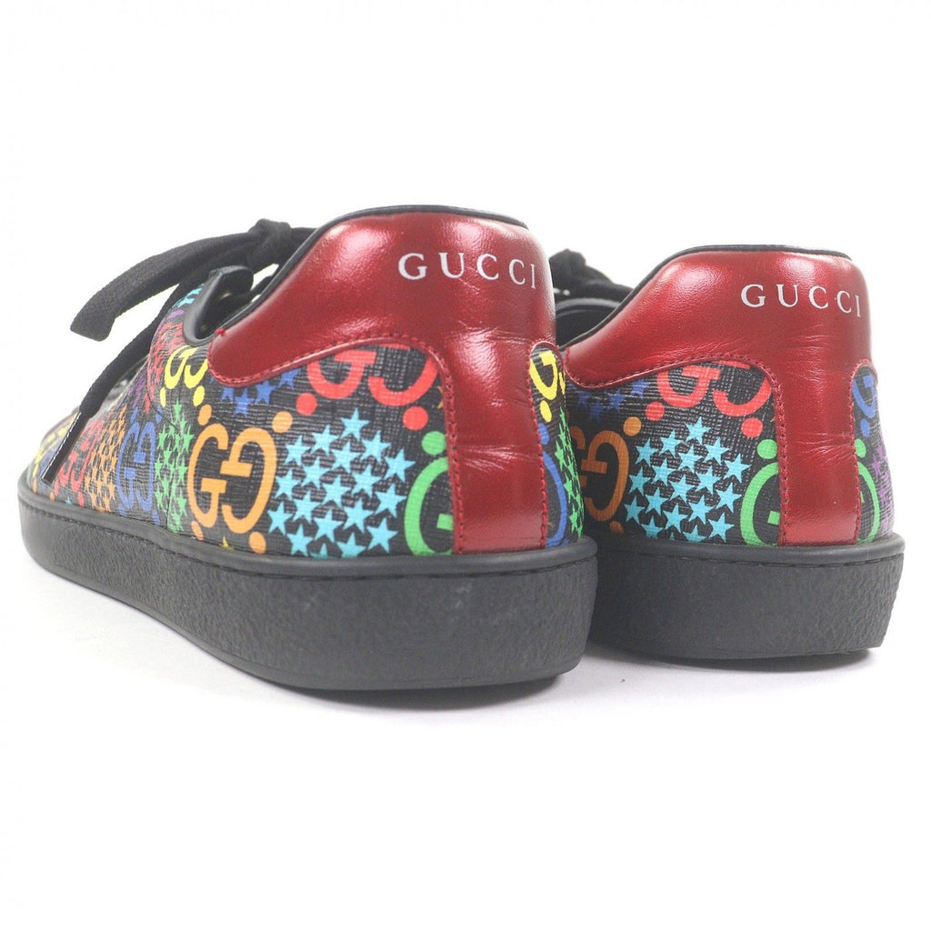 Gucci Leather GG Logo Star Allover Pattern Low Cut Sneakers Black — view 6