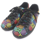 Gucci Leather GG Logo Star Allover Pattern Low Cut Sneakers Black