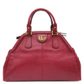 Gucci 2-Way Liber Medium Top Handle Tote Leather Red Gold Handbag