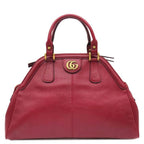 Gucci 2-Way Liber Medium Top Handle Tote Leather Red Gold Handbag
