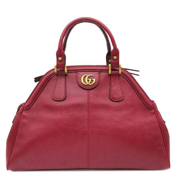 Gucci 2-Way Liber Medium Top Handle Tote Leather Red Gold Handbag