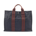 Hermes Tote Bag Fourre Tout MM Navy Brown Canvas — view 2