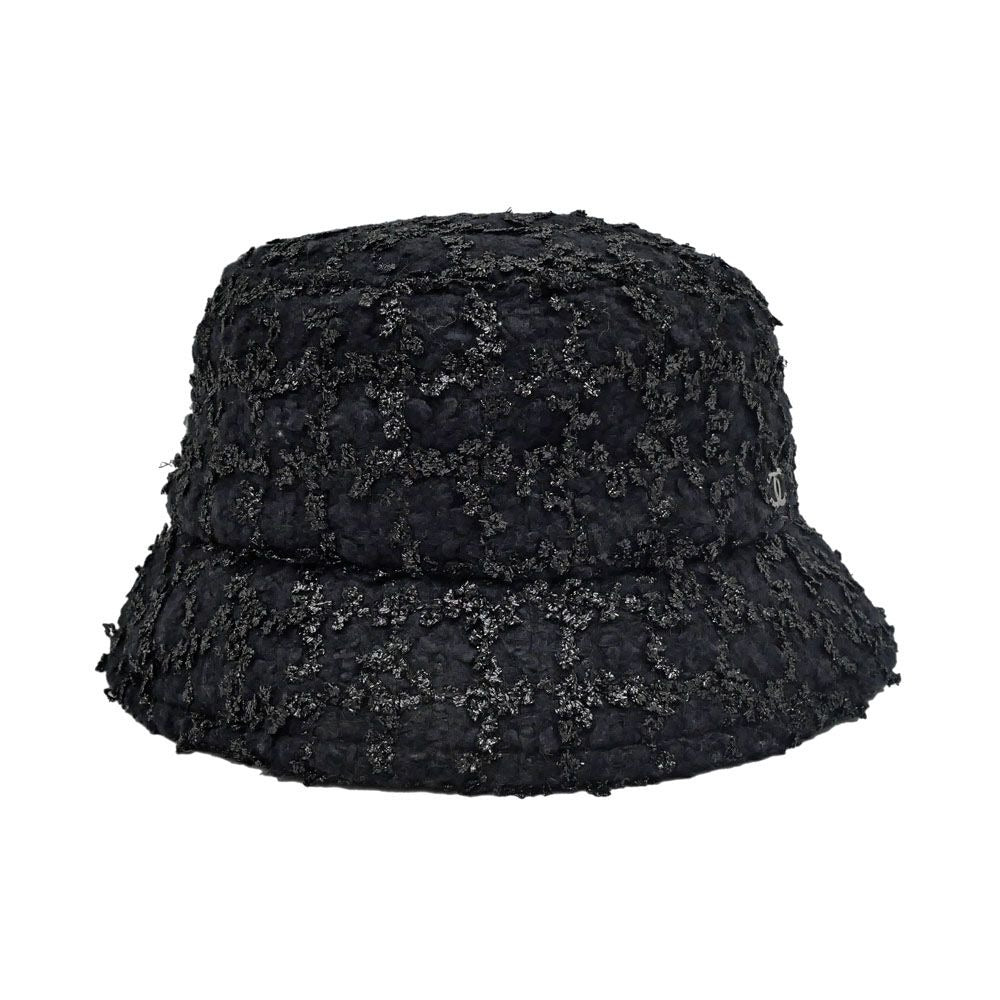 Chanel Bucket Hat M Tweed CC Logo Black