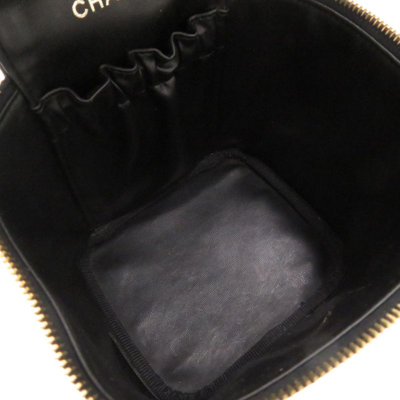 Chanel Caviar Leather Black 4 Vintage Vanity Bag Handbag Vertical Shape — view 5