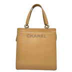 Chanel Super Logo Tote Lambskin Beige