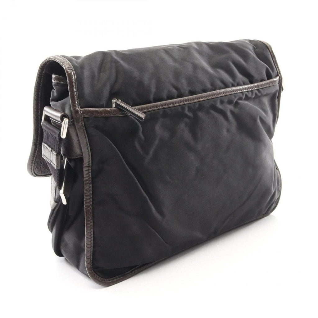 Prada Shoulder Bag Black Canvas Saffiano Leather — view 2