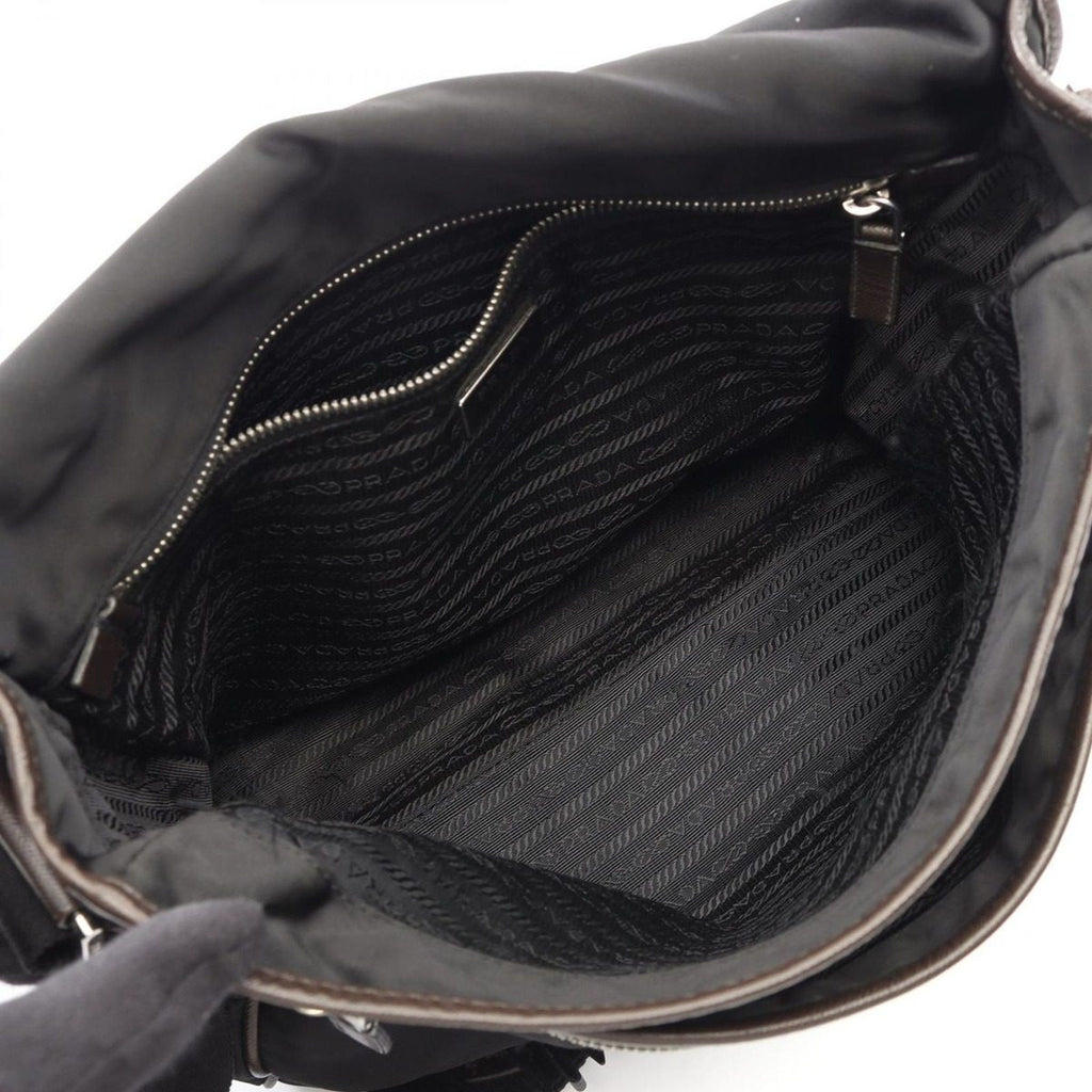 Prada Shoulder Bag Black Canvas Saffiano Leather — view 3