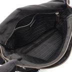 Prada Shoulder Bag Black Canvas Saffiano Leather — view 3
