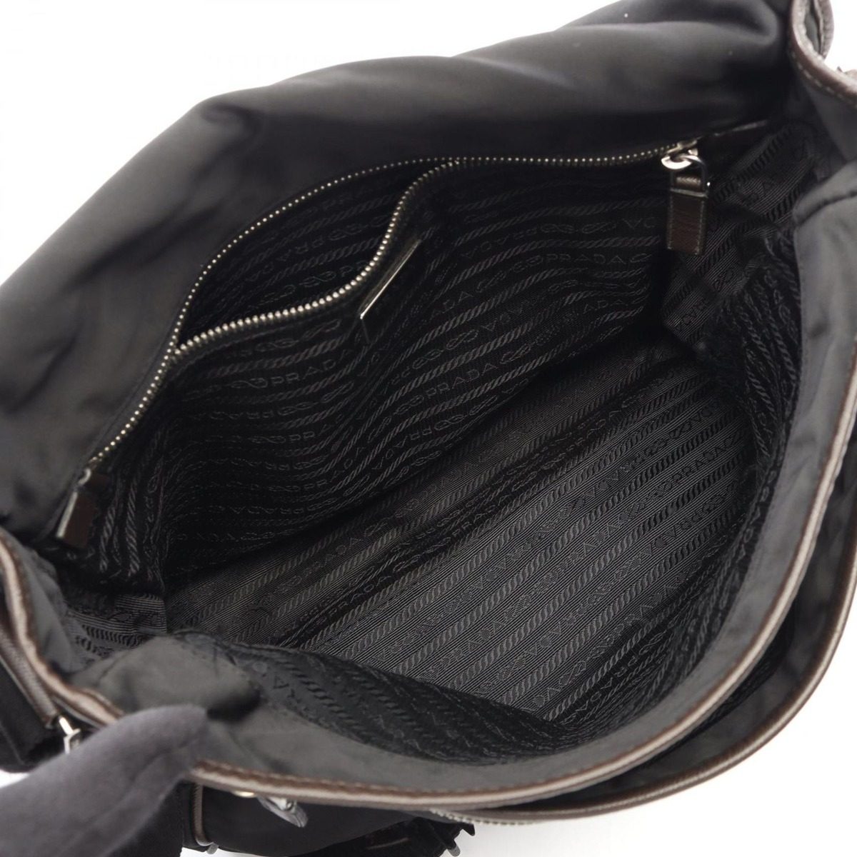 Prada Shoulder Bag Black Canvas Saffiano Leather — view 3
