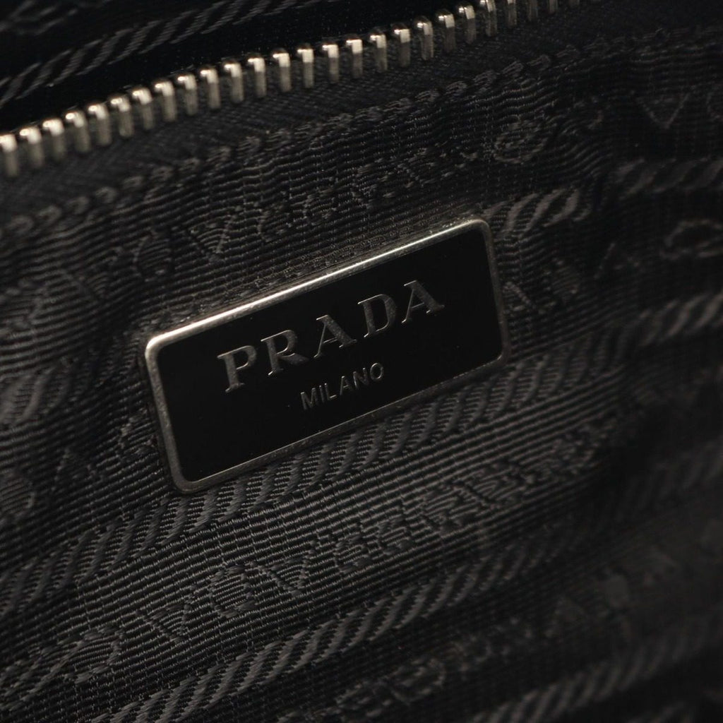 Prada Shoulder Bag Black Canvas Saffiano Leather — view 4