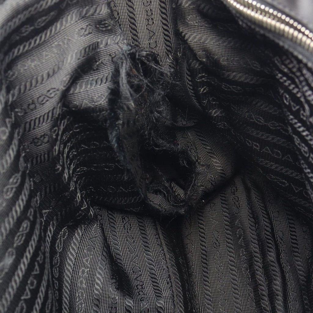 Prada Shoulder Bag Black Canvas Saffiano Leather — view 6