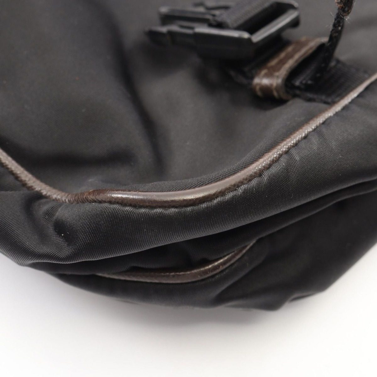 Prada Shoulder Bag Black Canvas Saffiano Leather — view 8