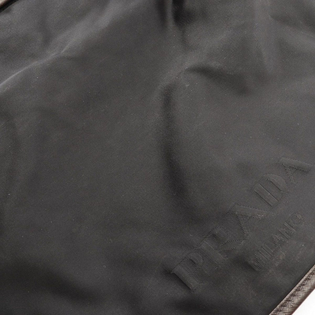Prada Shoulder Bag Black Canvas Saffiano Leather — view 9