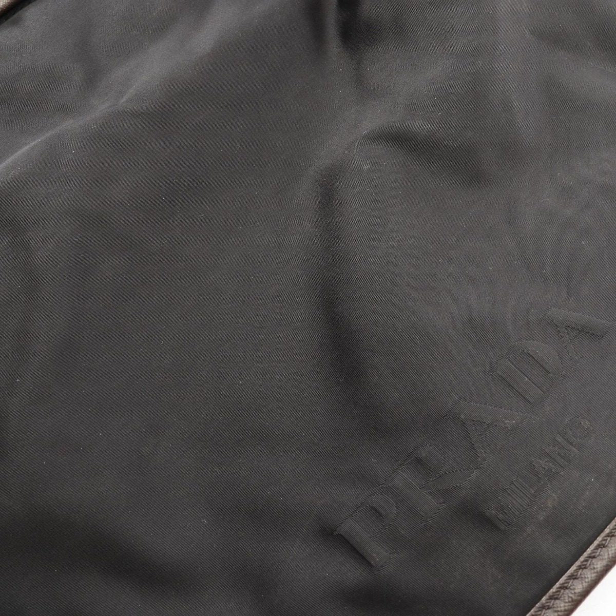 Prada Shoulder Bag Black Canvas Saffiano Leather — view 9