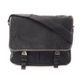Prada Shoulder Bag Black Canvas Saffiano Leather