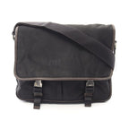 Prada Shoulder Bag Black Canvas Saffiano Leather