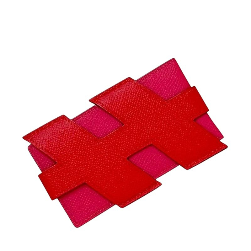 Hermes Card Case Red Pink Rouge Coup Rose Extreme — view 2