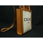 Celine Mini Vertical Cabas Canvas 2-Way Handbag Tote Shoulder Brown Bn5931 — view 2