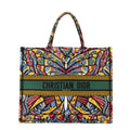 Dior Butterfly Book Tote Green Multicolor Print Canvas