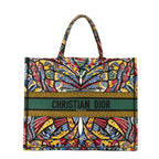 Dior Butterfly Book Tote Green Multicolor Print Canvas