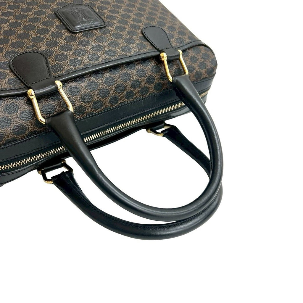 Celine Vintage Macadam Pattern Triomphe Logo Leather Handbag — view 4