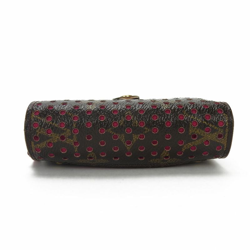 Louis Vuitton Bifold Wallet Monogram Perfo Fuchsia Brown Gold Hardware — view 4