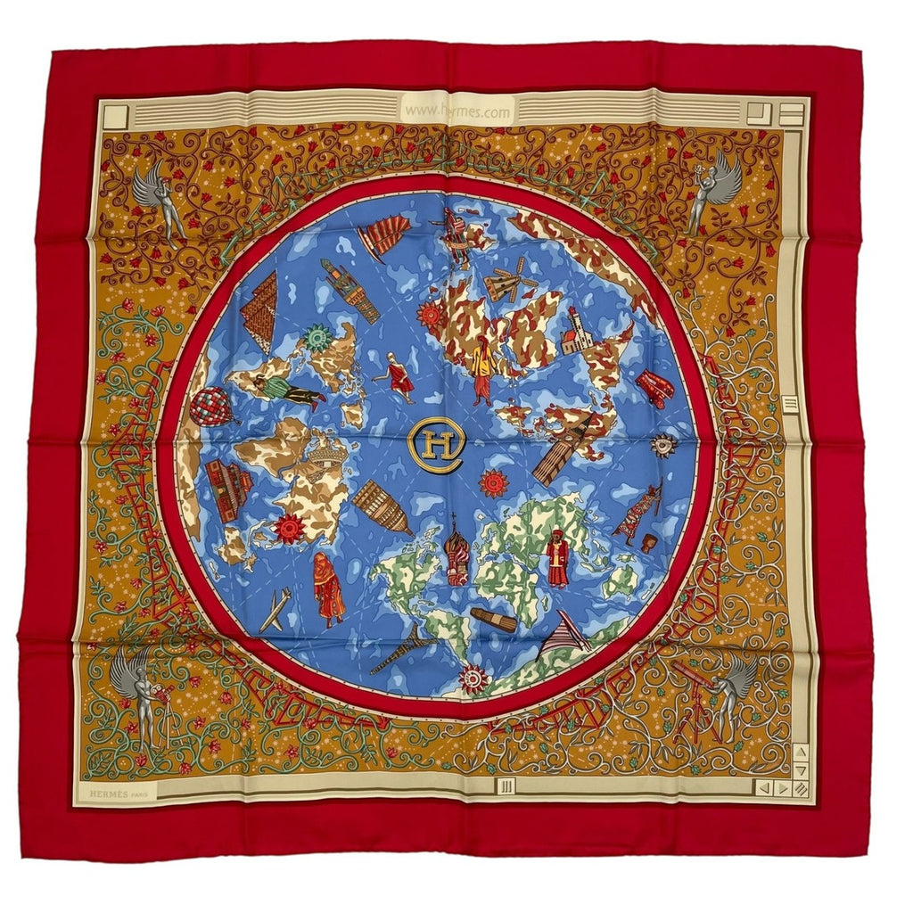Hermes Scarf Silk Carre 90 Wwwhermescom World Map Red