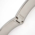 Hermes Click H GM Logo Bangle Bracelet Silver Color And Black Accessories — view 5