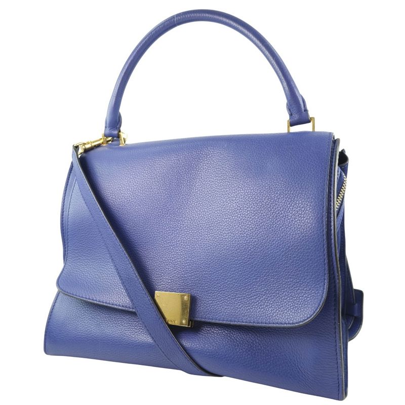 Celine Trapeze 2-Way Shoulder Calf Blue Handbag — view 2