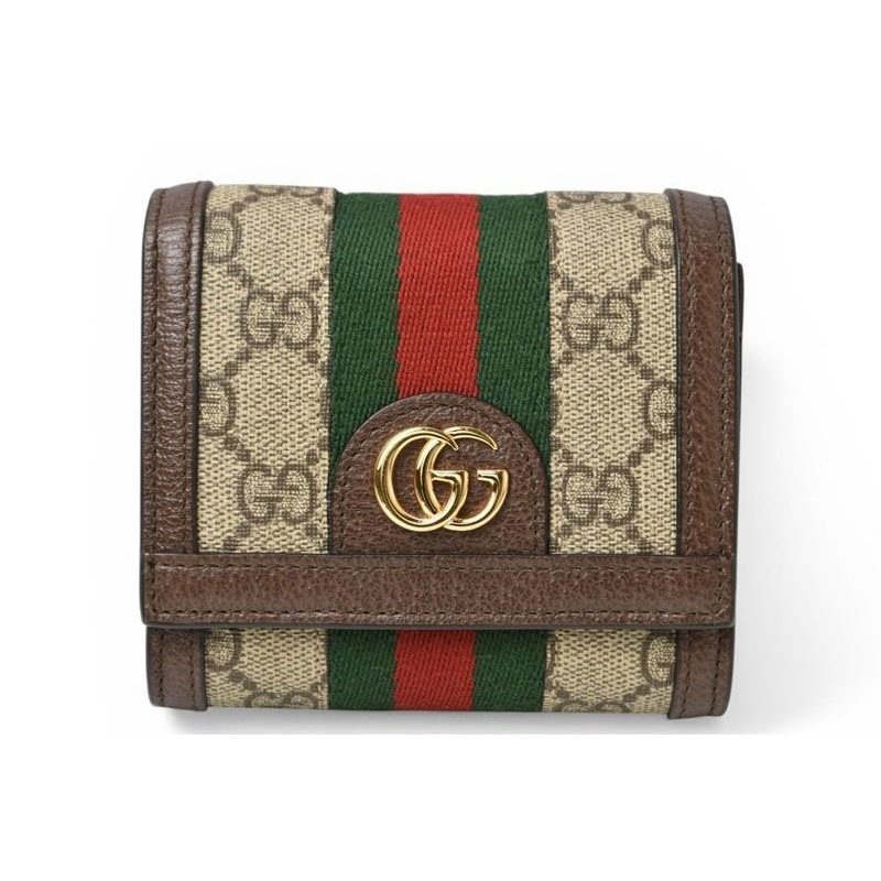 Gucci Wallet Bifold Ophidia Beige Ebony GG Supreme