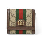 Gucci Wallet Bifold Ophidia Beige Ebony GG Supreme