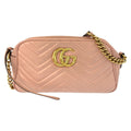 Gucci GG Marmont Pink Gold Leather Shoulder Bag Pochette