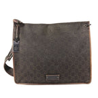 Gucci Shoulder Bag GG Logo Leather Canvas Brown