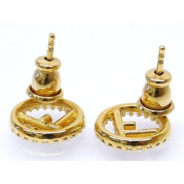 Fendi Fs Earrings Gold Color Rhinestone Logo Circle 7 — view 2