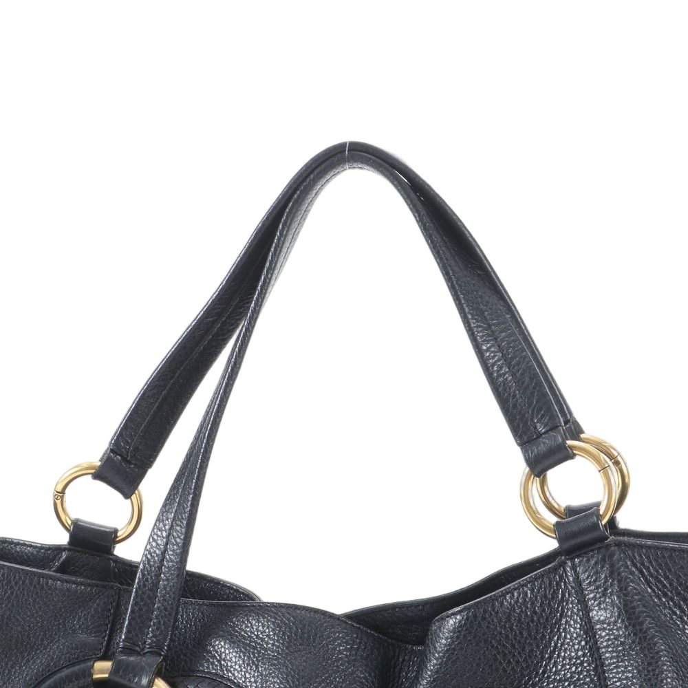 Gucci Interlocking Leather Tote Shoulder Hand Black — view 2